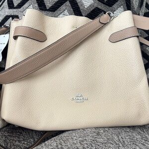 Coach Cream and Taupe Shoulder Bag